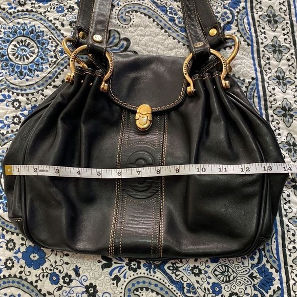 Marino Orlandi Black Soft Leather Shoulder Tote Bag Purse - Picture 11 of 16